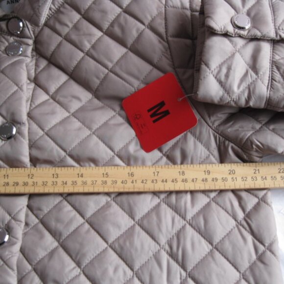 Anne Klein Women's Side Slit Puffer Quilt Jacket Snap Button Tan (Beige) M or XL - Picture 12 of 15